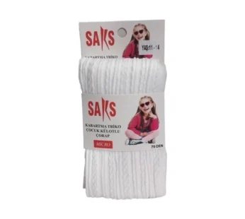 Saks Kabartma Desen Çocuk Külotlu Çorap 13657 (6 Adet)
